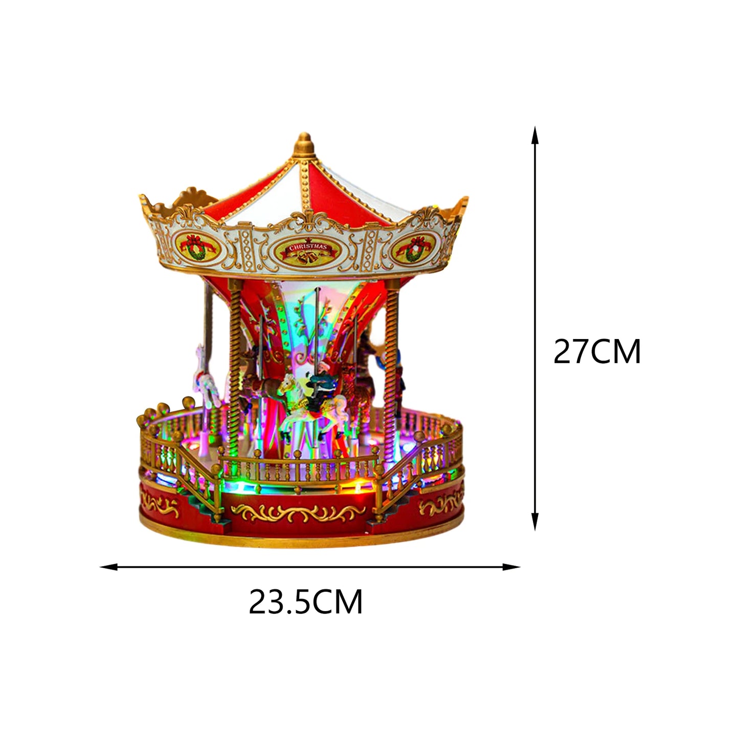 Rotatable LED Christmas Carousel Statue Music Box Decoration Table Centerpiece for Birthday Valentine's Day Children Xmas Gifts