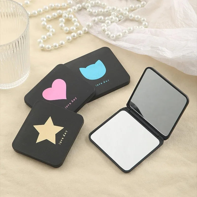 Foldable Makeup Mirror Mini Square Makeup Vanity Mirror Portable Hand Mirrors Double-sided Compact Mirror Pocket Cosmetic Mirror