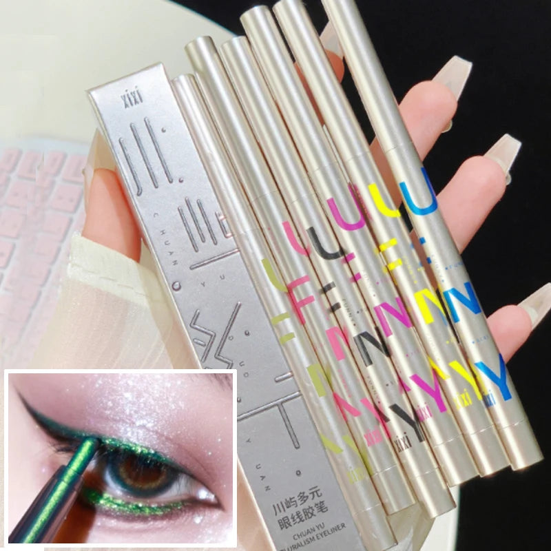 Glitter Metallic Eye Shadow Waterproof Shiny Chrome Eyeliner Pencil Pearl Green Gold Purple Lying Silkworm Pen Makeup Cosmetics