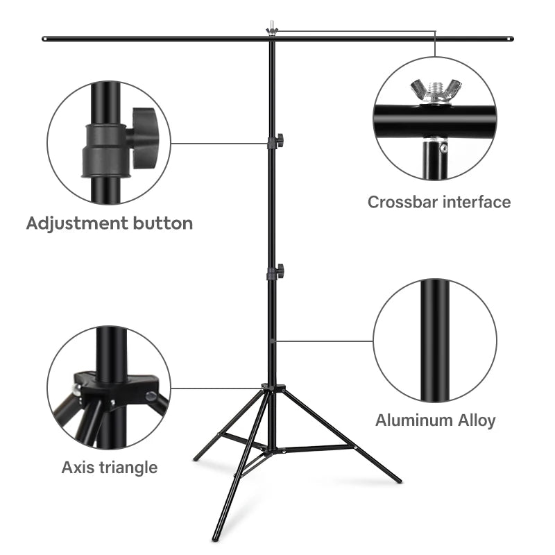 Green Screen Backdrop With 5x6.5ft Stand, Photography Support Stand System Kit With Chromakey Muslin Background With 2 Clips