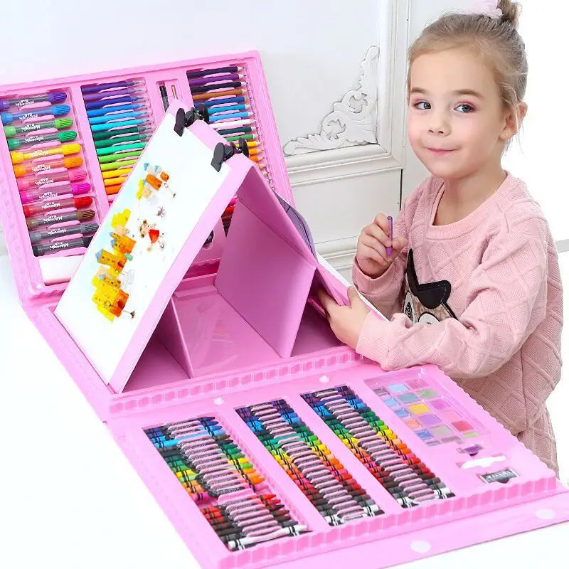 Educational Toys 42-208PCS Children Art Set Painting Watercolor Pencil Crayon Water Pen Doodle Drawing Board Kit Kids Gift