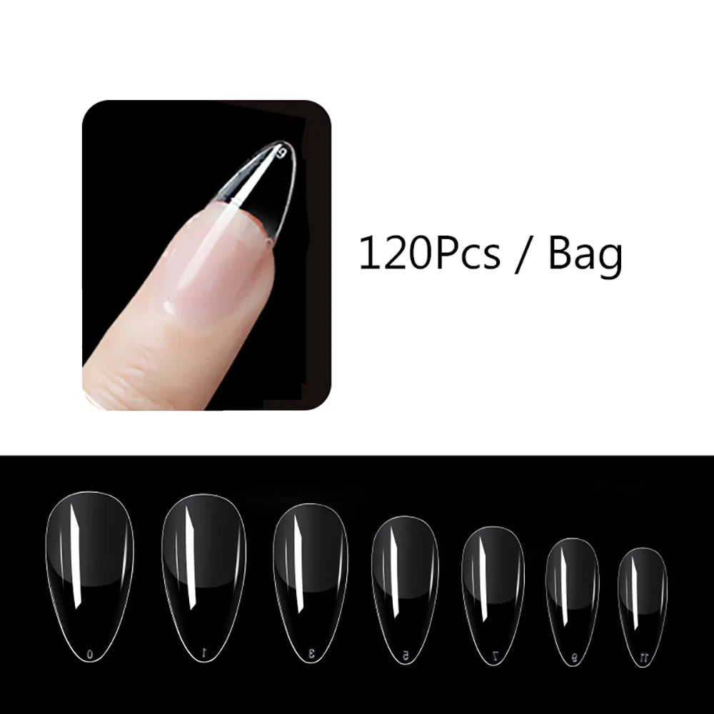 120pcs/bag Matte Press On Nail Tips Soft Full Cover False Nails Oval Almond Sculpted Fake Nail