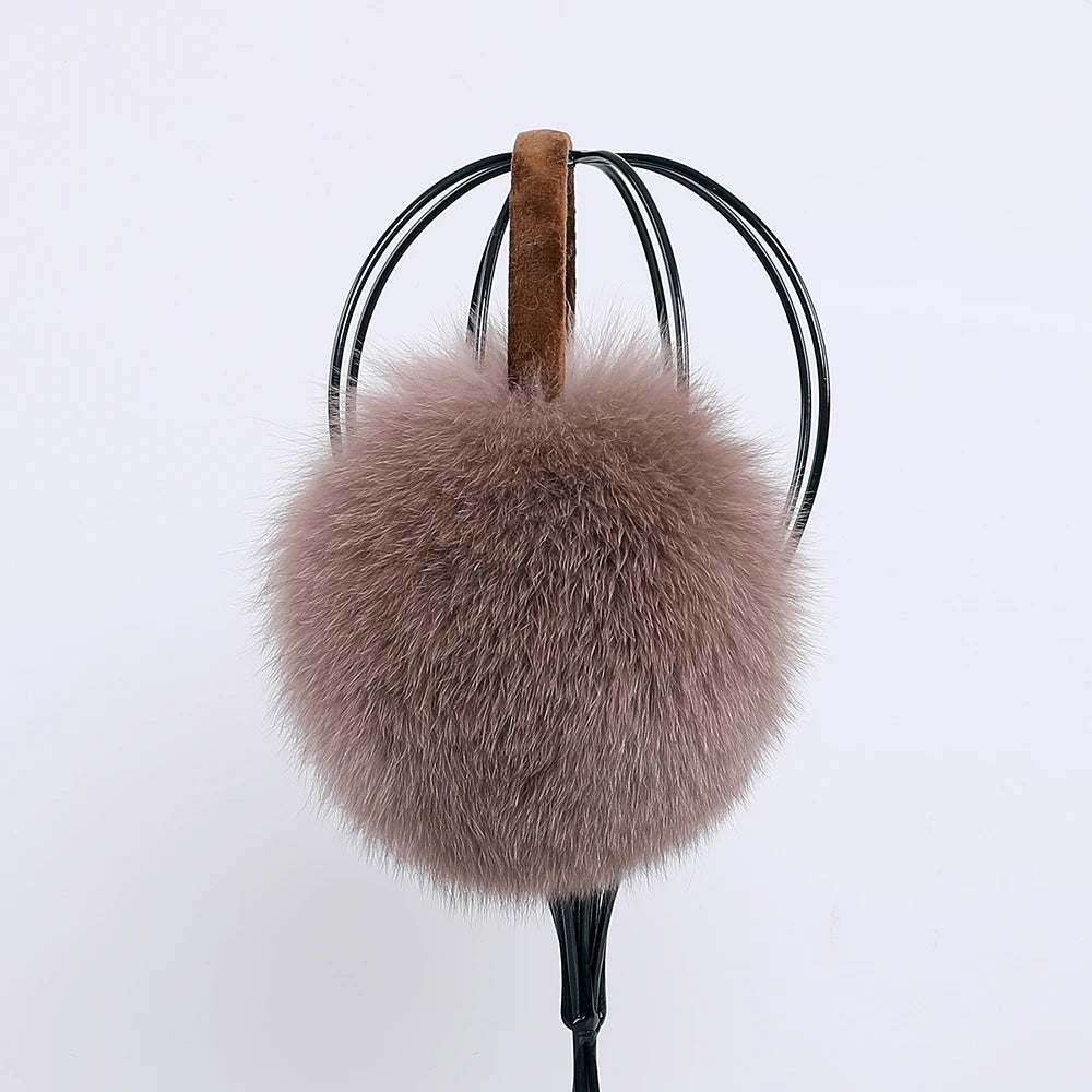 Full Piece 100% Real Fox Fur Women's Winter Earmuffs Ear Warmer Ear Protection Girl's Ear Muffs Headwear