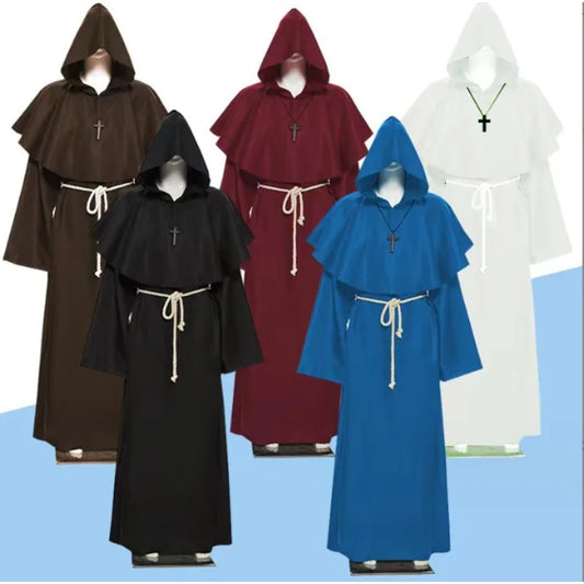 New Halloween Men Medieval Monk Robes Monk Costumes Wizard Costumes Priest Costumes Cosplay Anime Cosplay