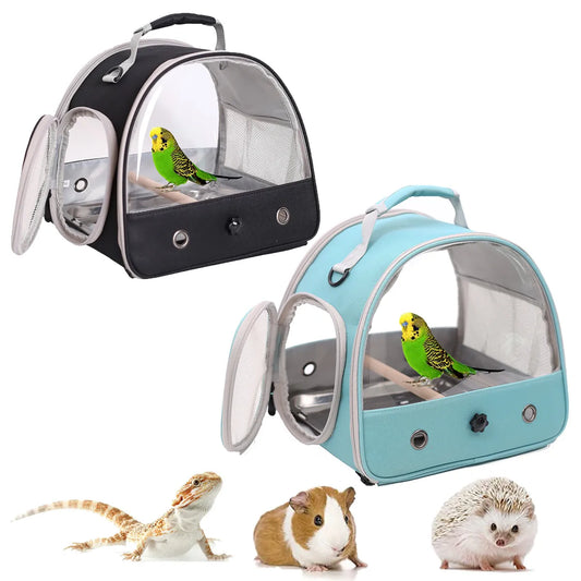 Portable Clear Bird Parrot Transport Cage Breathable Bird Carrier Travel Bag Small Pet Access Window Collapsible Outdoor Bag