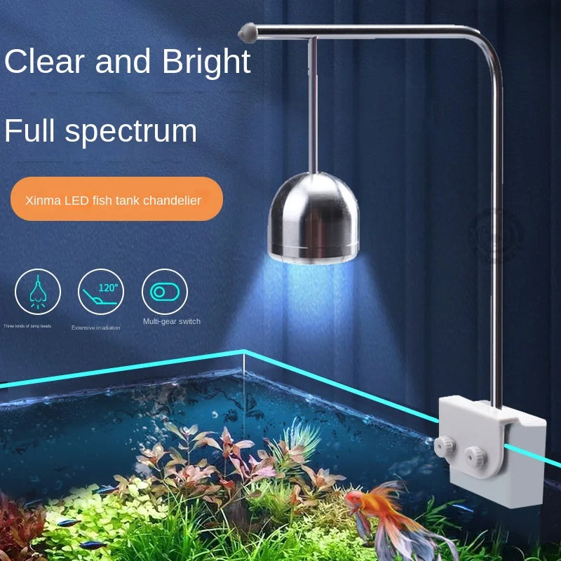 LED fish tank lighting small pendant lamp clip light aluminum alloy 3W light red, white, blue three color dimming