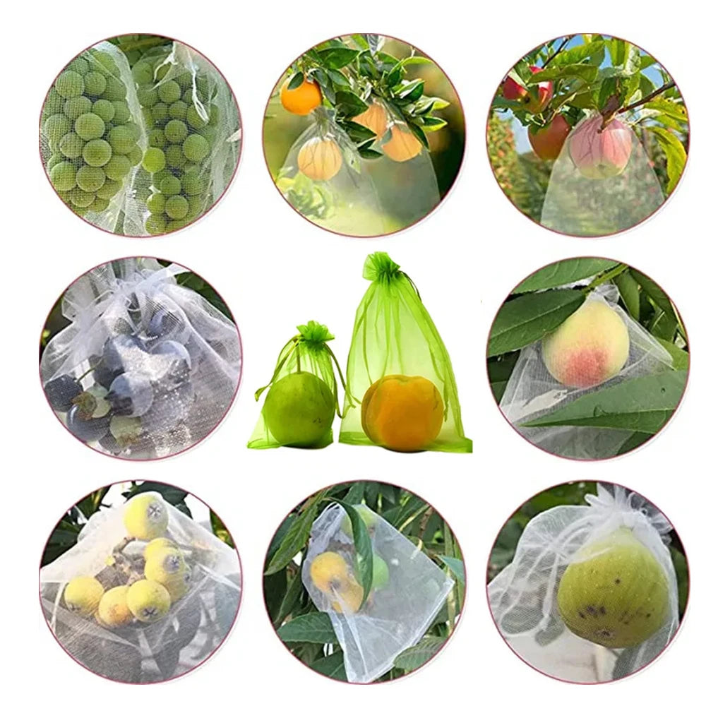 20-200PCS Vegetable Grapes Fruit Grow Bags Fruit Protection Bags Garden Anti-Bird Netting Mesh Bag Strawberry Bags Garden Tools