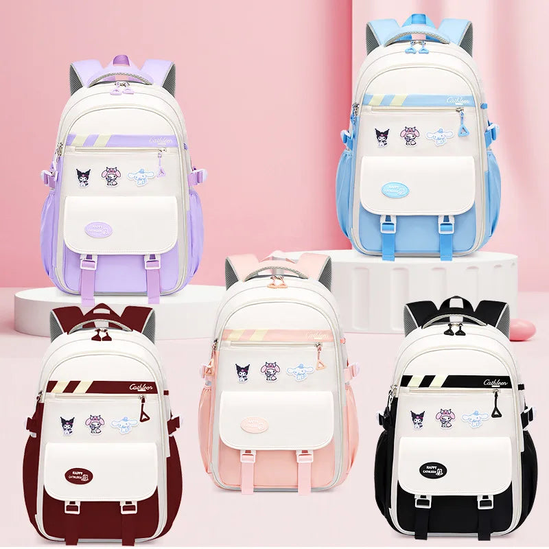 Sanrio Kuromi Fashion Leisure Students Backpack Women Large Capacity Middle School Bag College Students Big Girls Simple Kids