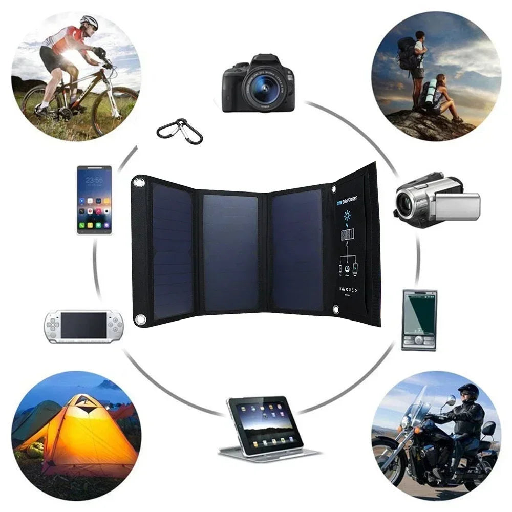 Foldable Solar Panel 7W/10W/21W/28W/30W/60W/100W Power Bank Charger USB For Cell Phone Camping Waterproof Emergency Power Supply