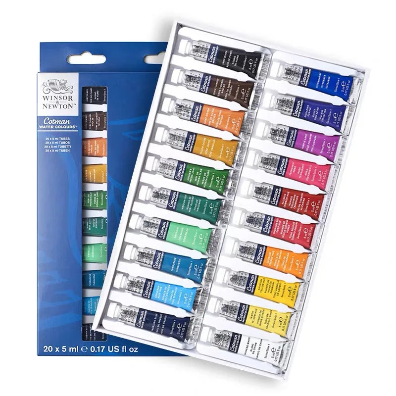 Winsor & Newton Cotman Watercolor Paint Set 10/20 Colors 5ml (0.17-oz) Aluminum Tubes Beginners Aquarela Painting Art Supplies