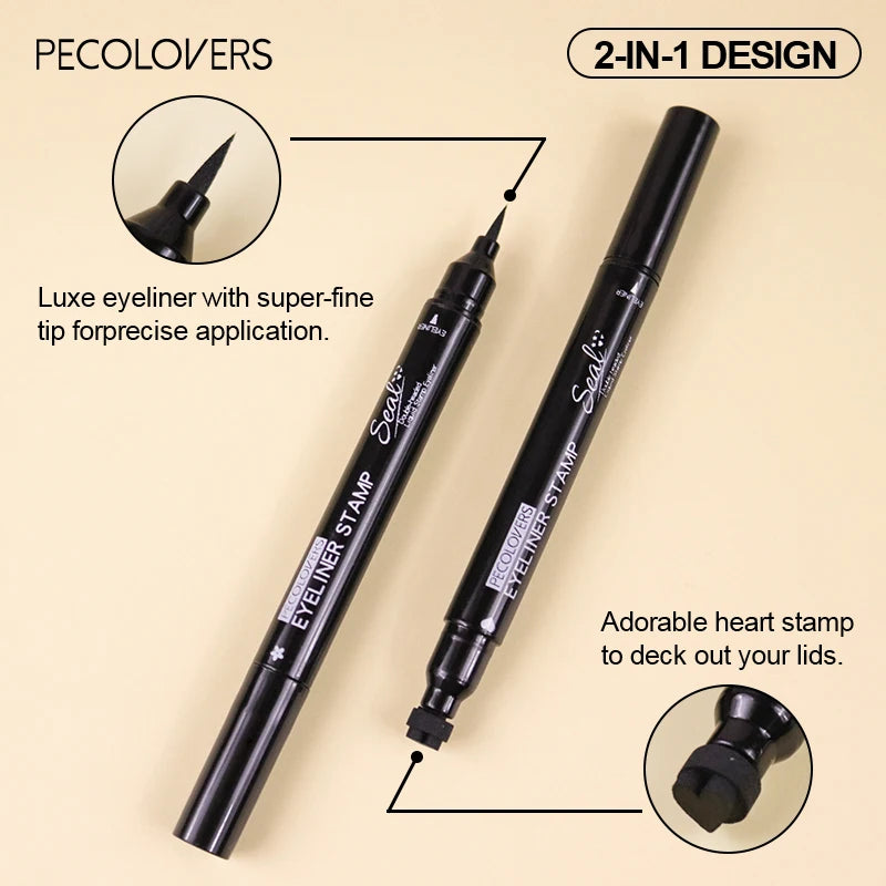 2 IN 1 Eyeliner Pen Star Moon Stamp Long-Lasting Waterproof Black Liquid Eye Liner Pencil Eyes Makeup Cosmetic