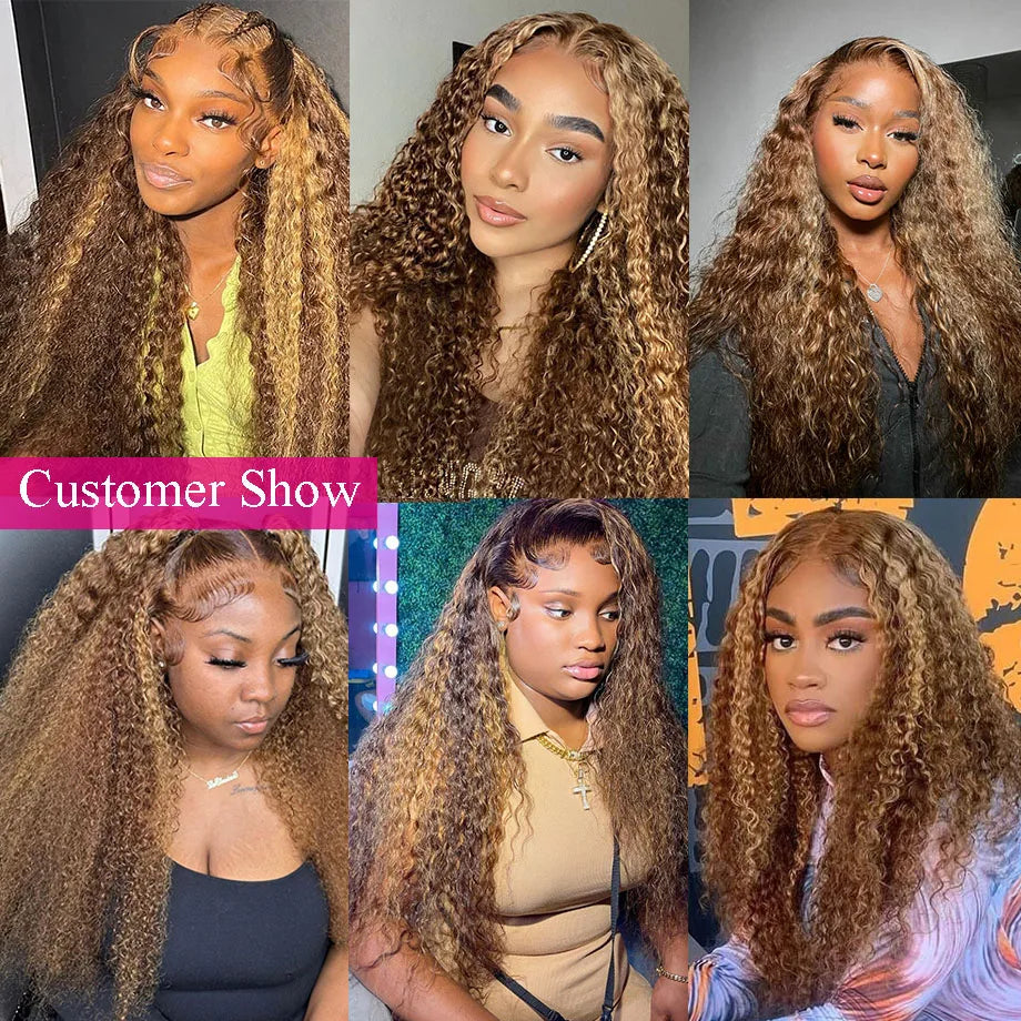 Highlight Wig Human Hair Ombre HD Lace Wig 13x6 Human Hair Deep Wave Frontal Wig Brazilian 13x4 Water Wave Curly Wigs For Women