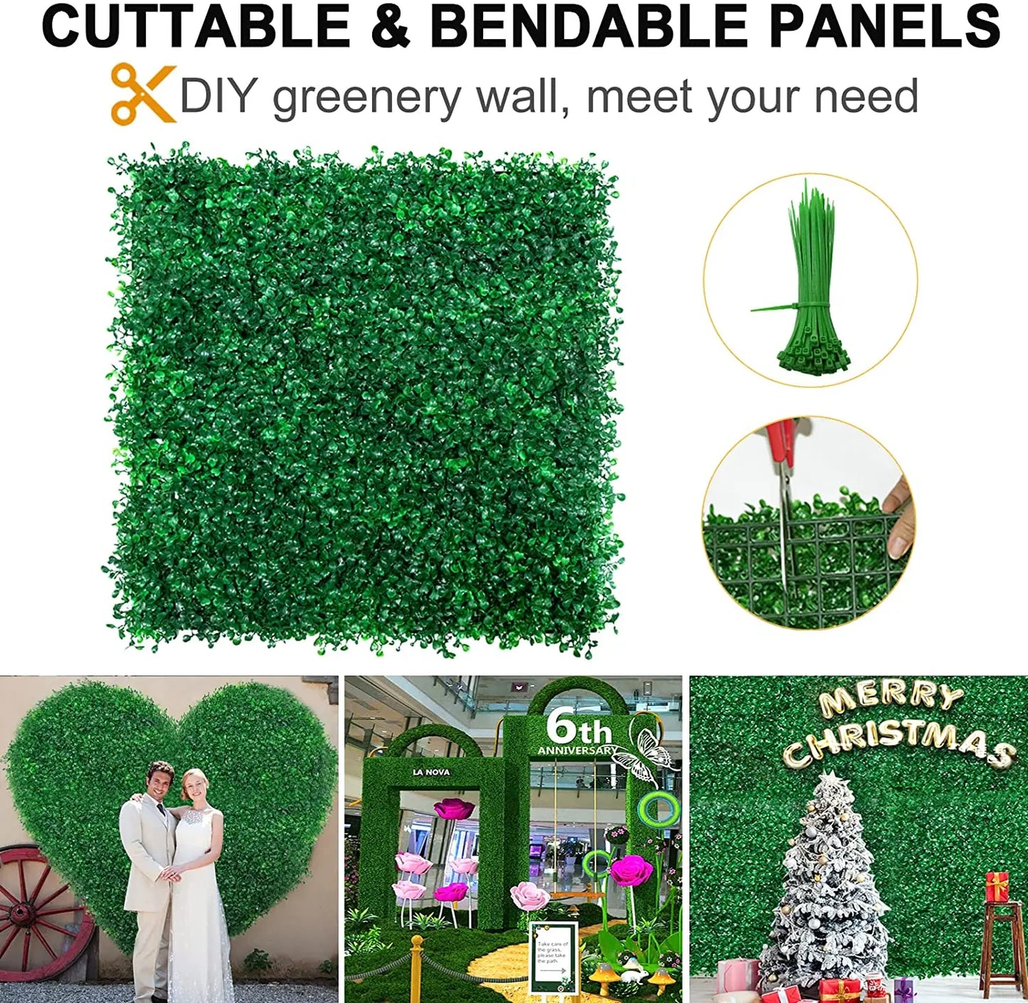 Artificial Plants Grass Wall Panel Boxwood Hedge Greenery UV Protection Green Decor Privacy Fence Backyard Screen Wedding