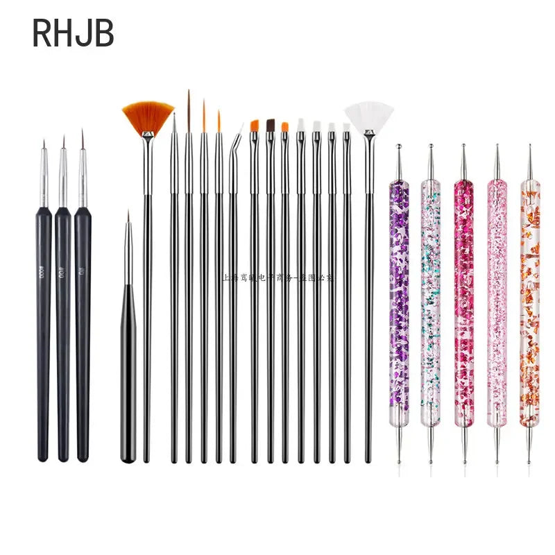 New 2025 Multiple nail art nail brush Design Tip Drawing Carving Dotting Nail Pen Builder Flat Liner Acrylic Gel Polish Manicure