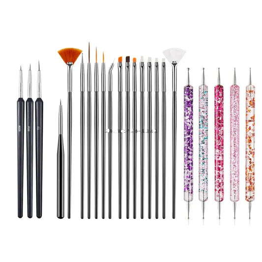 New 2025 Multiple nail art nail brush Design Tip Drawing Carving Dotting Nail Pen Builder Flat Liner Acrylic Gel Polish Manicure