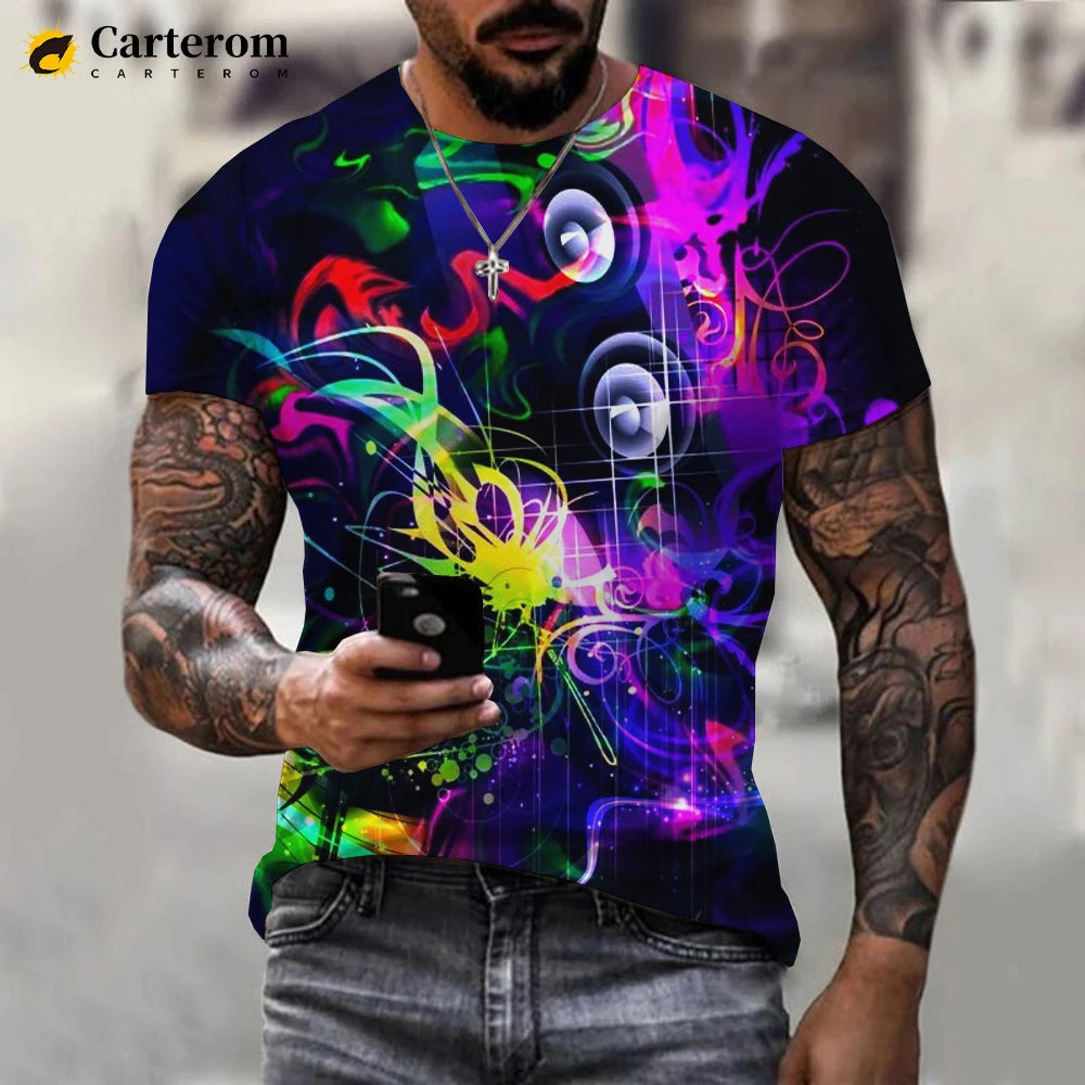 2022 New Fashion Neon Graffiti Printed 3D T-shirt Men Women Summer Casual Short Sleeve Hip Hop Harajuku Streetwear Tops