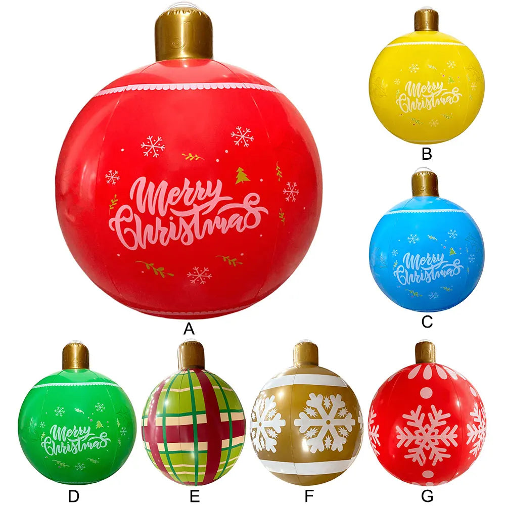 1PC Christmas Tree Decorations Balls Giant Inflatable Christmas Balls Outdoor Christmas Decorations PVC 60CM Snowman Balls