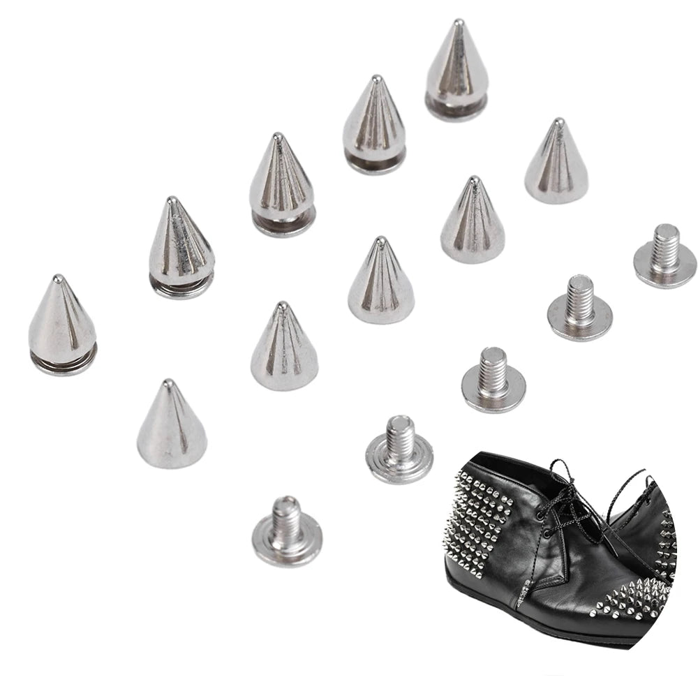50/20/10Pcs Spike Punk Rivets Silver Cone Studs Spikes Metal Pointy DIY Clothes Shoes Bag Clothing Sewing Accessories Wholesale