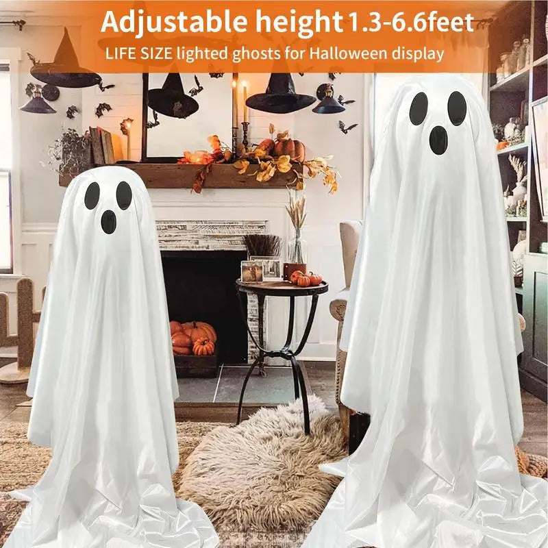 Halloween Decorations Outdoor  Large Lighted White Cloth Ghosts-Cute Ghosts LED String Lights-Light Up Holiday Party Home Porch