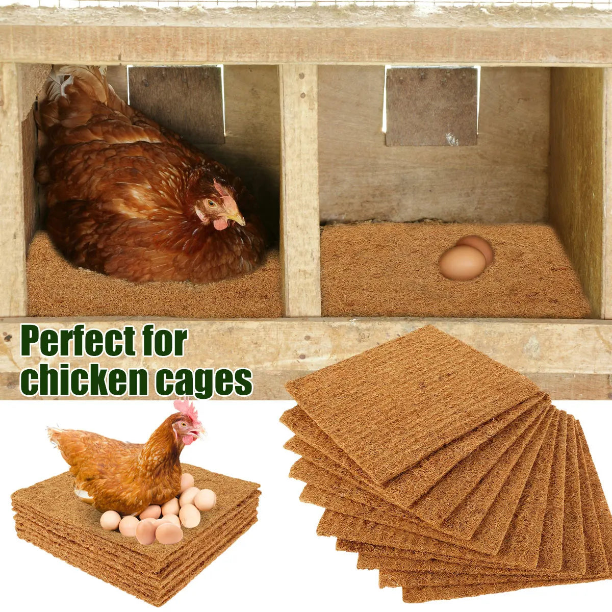 10Pcs 13 Inches Chicken Nesting Pads Multifunctional Reusable Hens Nest Bedding Mats Natural Coconut Palm Hens Nesting Pad