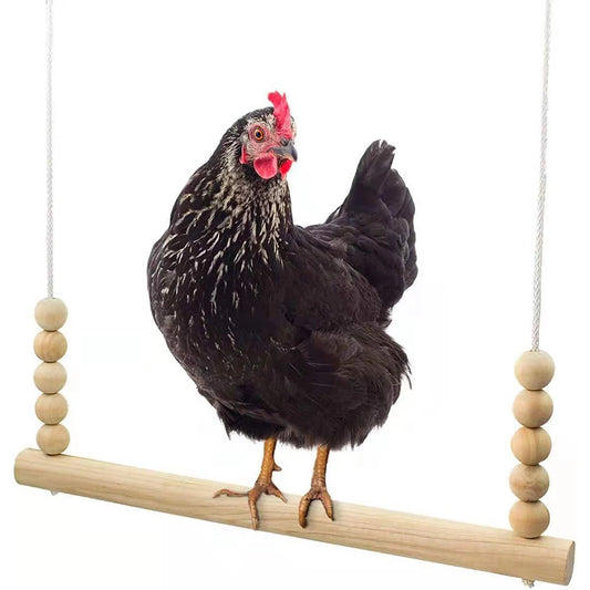 Hanging Bird Swing Toy Chicken Coop Rest Wooden Pet Swing Toy Perch Fun Chicken Bird Exercise Cage Pet Training Accessories