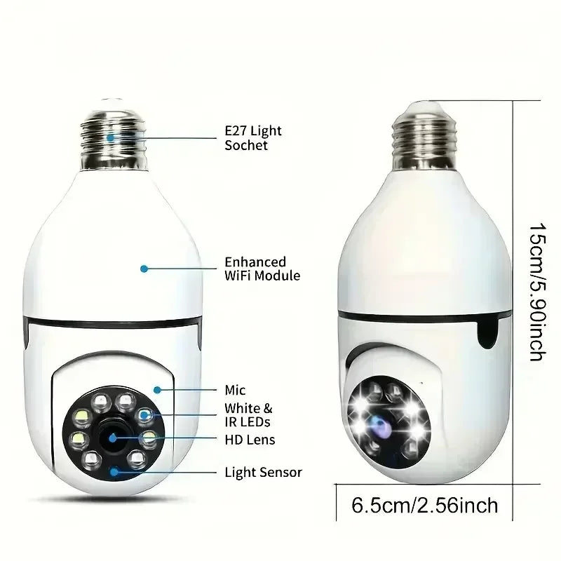 E27 Bulb Camera 4X Digital Zoom AI Human Motion Detect Full Color Night Vision Surveillance Camera APP Yiiot