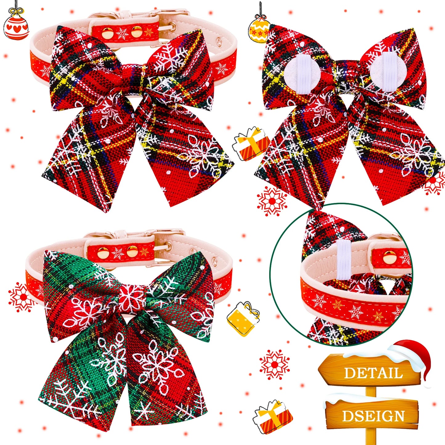 20ps Christmas Bows Large Dog Bowtie Removable Dog Collar Accessories Pet Dog Big Bowties Dog Grooming Accessories For Christmas