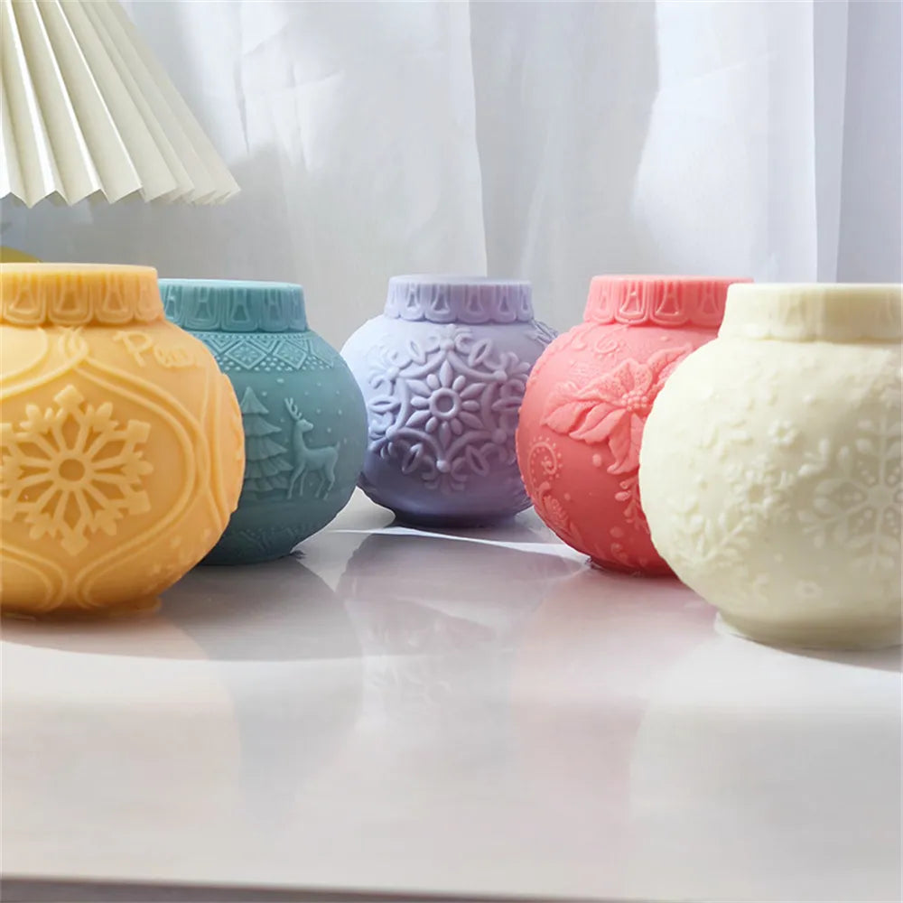 Christmas Candle Mold Silicone Mold Spherical Lantern DIY Soft Candle Making Mould Form Handmade Silikon For Gypsum Plaster Tool