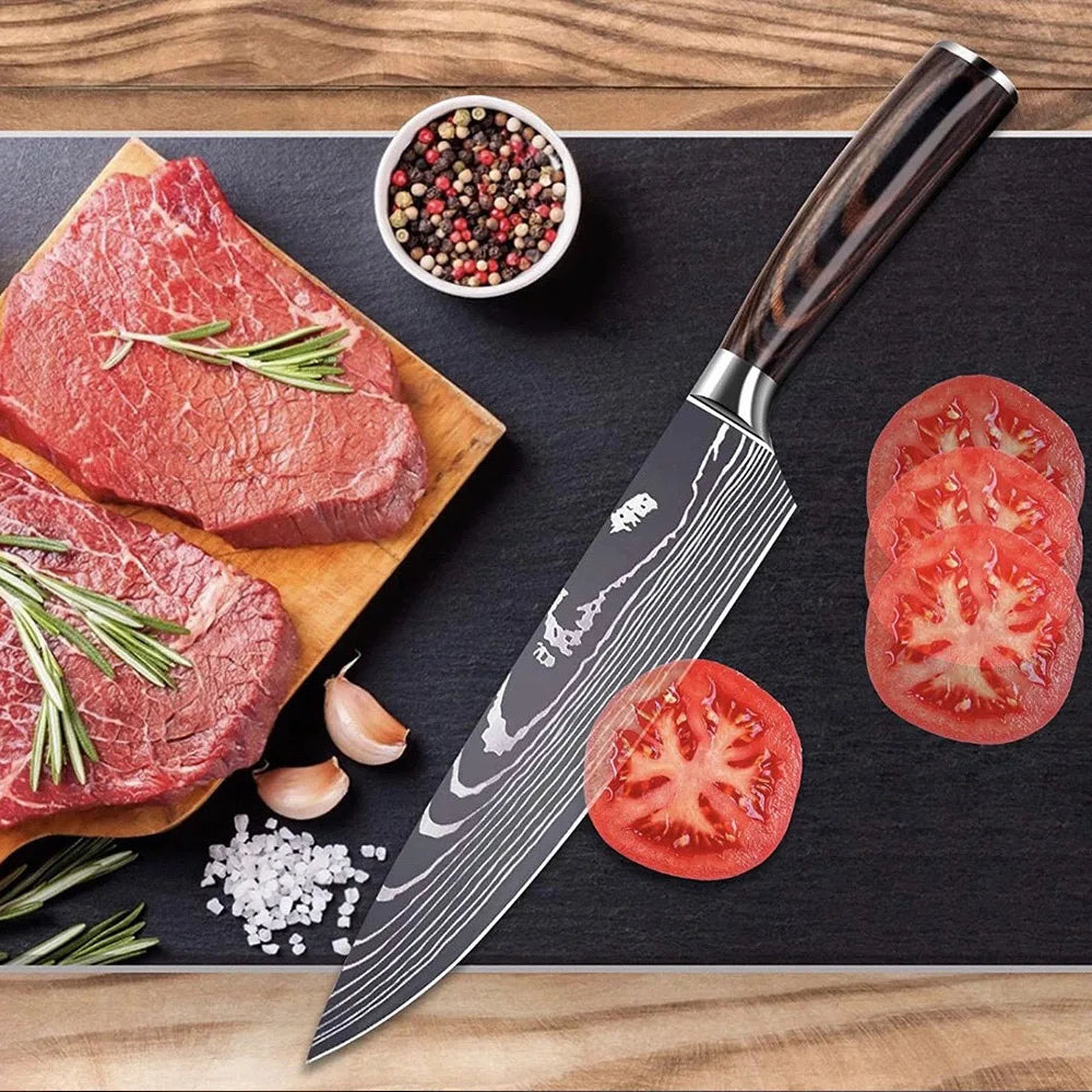 Japanese Knife Set of Kitchen Chef Knife Cleaver Meat Vegetable 1-10 Piece Professional Damascus Knife 8-inch Kitchen Knives Set