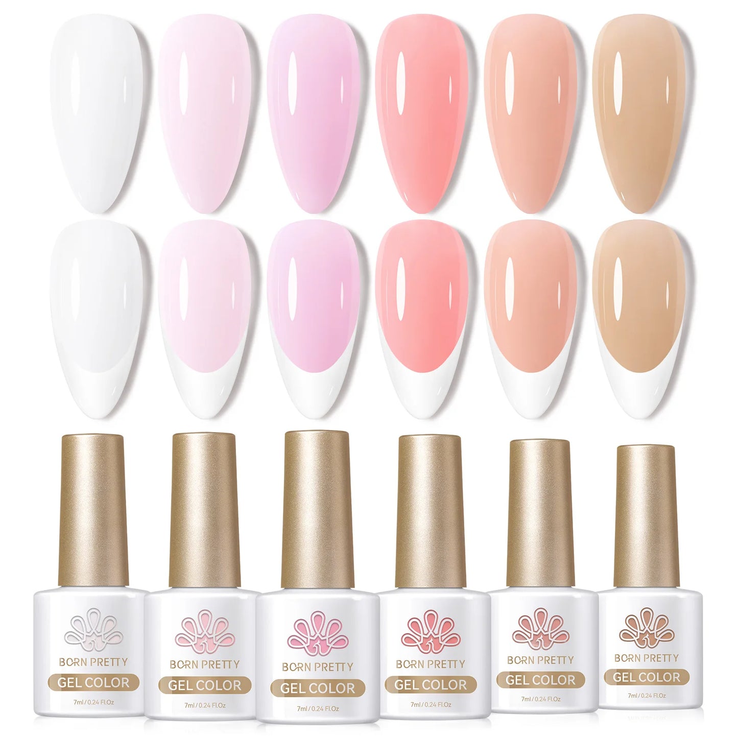 BORN PRETTY Nail Gel Polish Kit Red Brown Nude Pink Color Collection Varnis Semi-transparent Nude Natural Nail Manicure Set 6Pcs