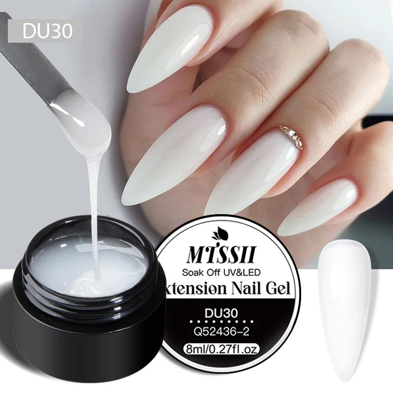 Mtssii 8ml Clear Non Stick Hand Solid Extension Nail Gel Polish 3D Carving Flower Nail Art Building UV Gel Acrylic Varnish