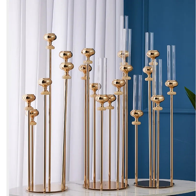 Metal Candlesticks 5/6/8 Heads Candelabra Candle Holders Stands Wedding Table Centerpieces Road Lead Party Decor