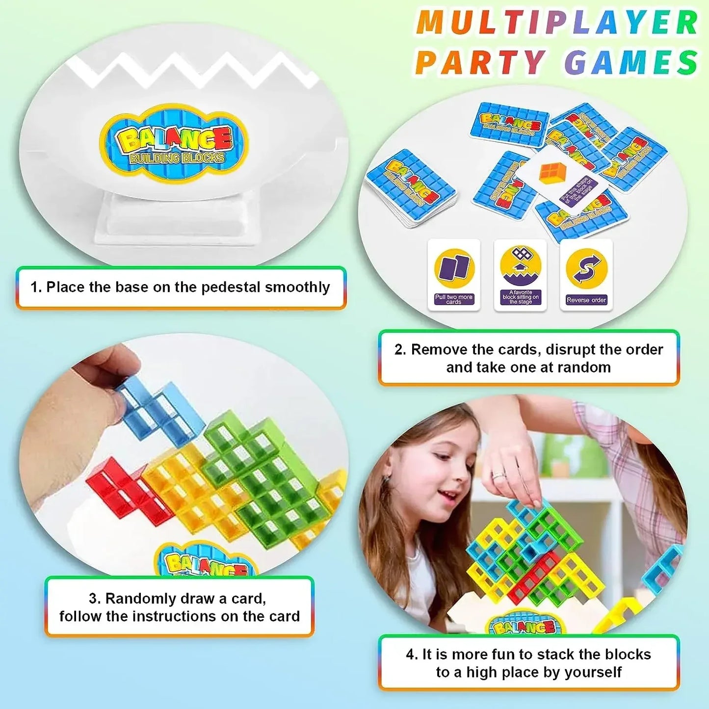 Kids Balance Toys Stacked Tower Board Game Stacking Building Blocks Puzzle Assembly Bricks Educational Toys for Children Adults