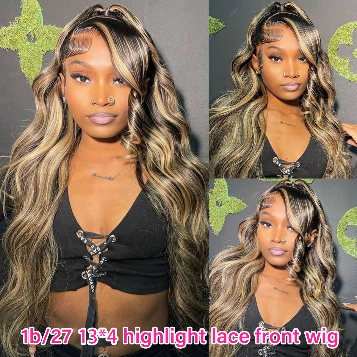 1B/27 Body Wave 13x4 Lace Frontal Highlight Wig Human Hair Brazilian 200 Density 30 Inch Ombre Blonde Colored Human Hair Wigs