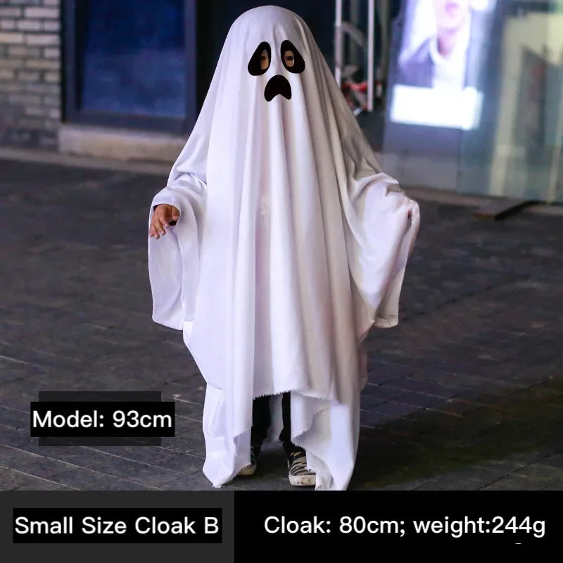 Cute Kids Halloween Horror Cloak Cape Anime No Face Cosplay Costumes Ghost White Tassels Cloak Unisex Halloween Costume Full Set