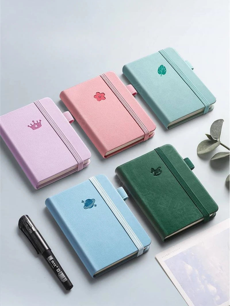 A7 Mini Notebook Strap Notepad Elastic Band Pocket Small Book Student Book Keeping Hand School Office Supplies Back To School