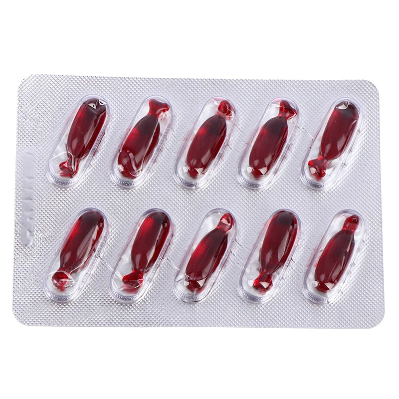 10Pcs Halloween Realistic Fake Blood Pills for Adults Vampire Capsules Horror Scary Funny Trick Toys April Fools Day Party Props