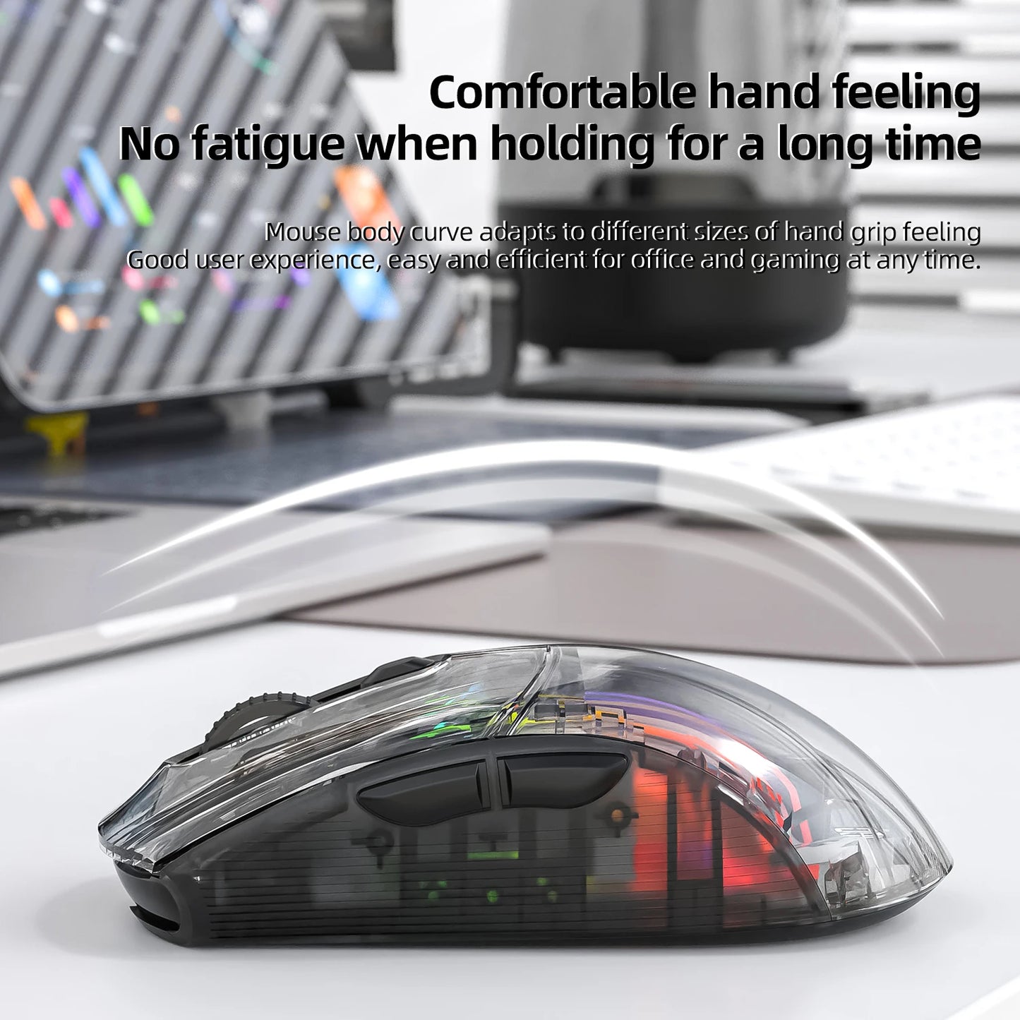 Attack Shark X2 Pro Magnetic Charging Bluetooth Mouse, Tri-Mode , RGB Lights, Transparent, Battery Indicator, Computer Phone