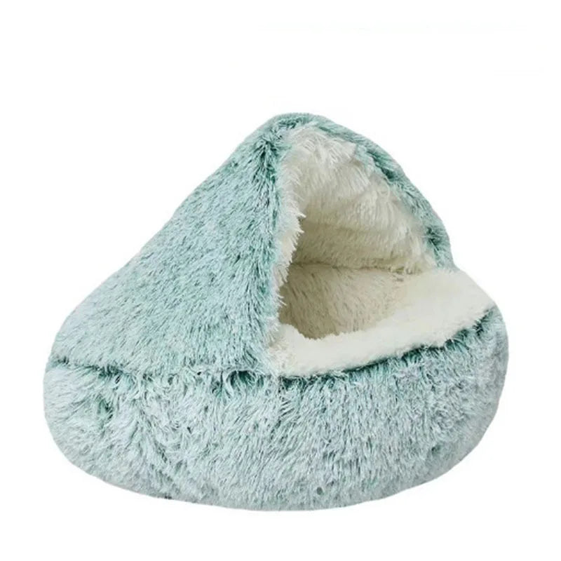 Cat Nest Accessories Round Warm Cats Bed Pet Products House Supplies Sleeping Bag Winter Long Plush Cat Stuff Bed For Small Dogs