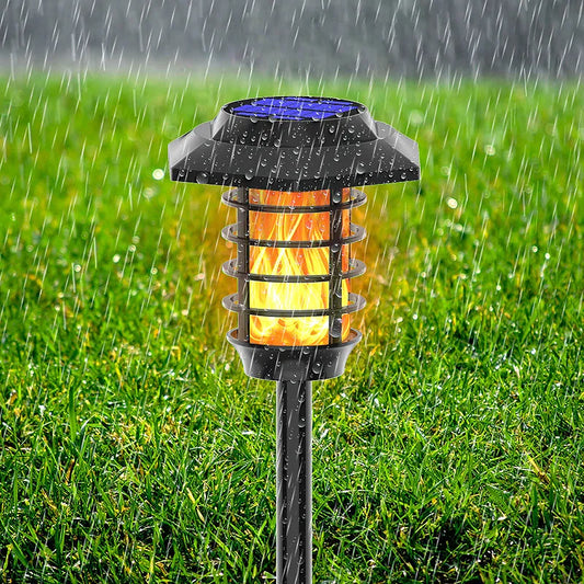 1-2PCS New Solar Flame Lamp Outdoor Garden Lamp Lawn Lamp Double Light Source LED Waterproof Landscape Decorate Ground Lamp Hot