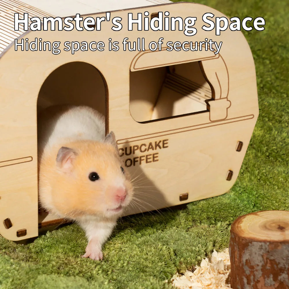 Hamster Squirrel House Toys Guinea Pig Wooden Hideout House Rabbit Chinchilla Gerbil Nest Hamster Accessories Small Pet Supplies