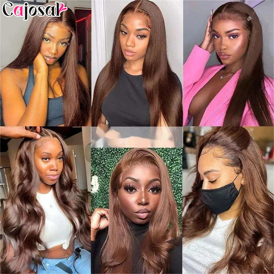 360 Full Hd Lace #4 Brown 200% 13x6 HD Lace Frontal 13x4 Front Wig for Women Straight Wave Remy Human Hair 4x4 Closure Wig Glue