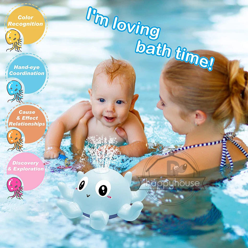 Baby Bath Toys Spray Water Shower Swim Pool Bathing Toys for Kids Electric Whale Bath Ball with Light Music LED Light Baby Toys