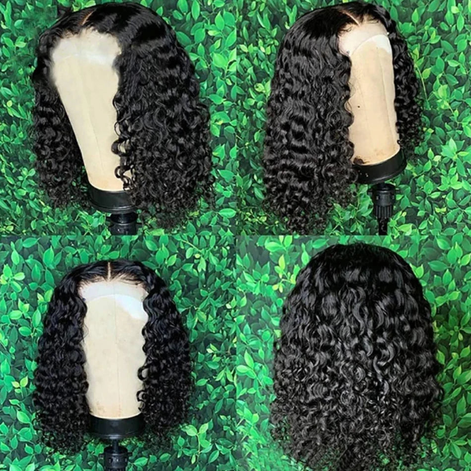 13X4 Kinky Curly Lace Front Short Bob Wig 100% Human Hair Deep Curly Frontal Wigs Glueless Brazilian Hair for Black Women OnSale