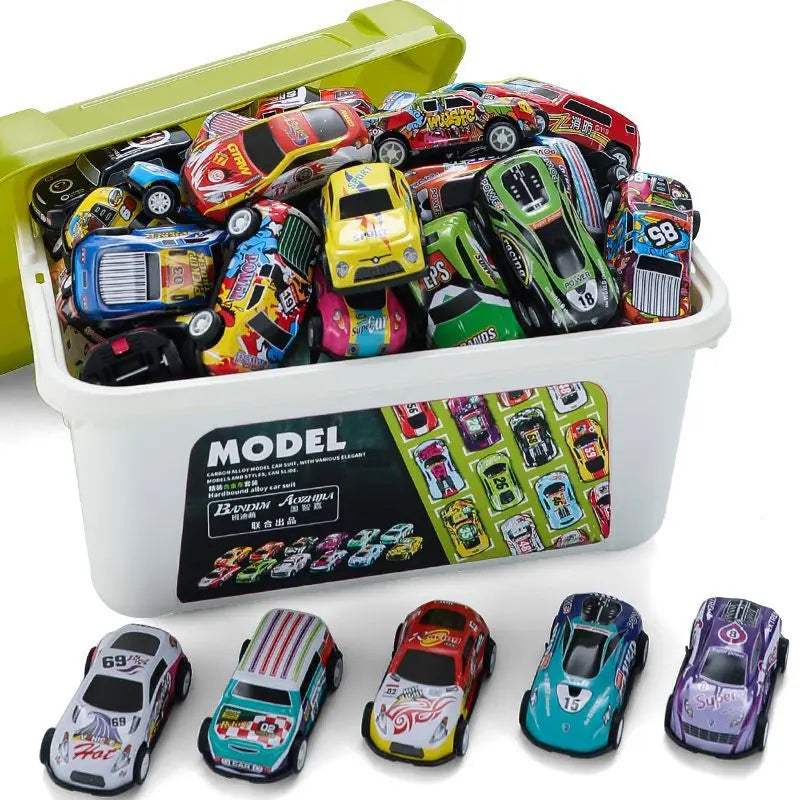 20/30/50Pcs Alloy Mini Racing Car Storage Box Pull Back Car Set Rebound Multiple Vehicle Collections Kids Toys Boys Xmas Gift