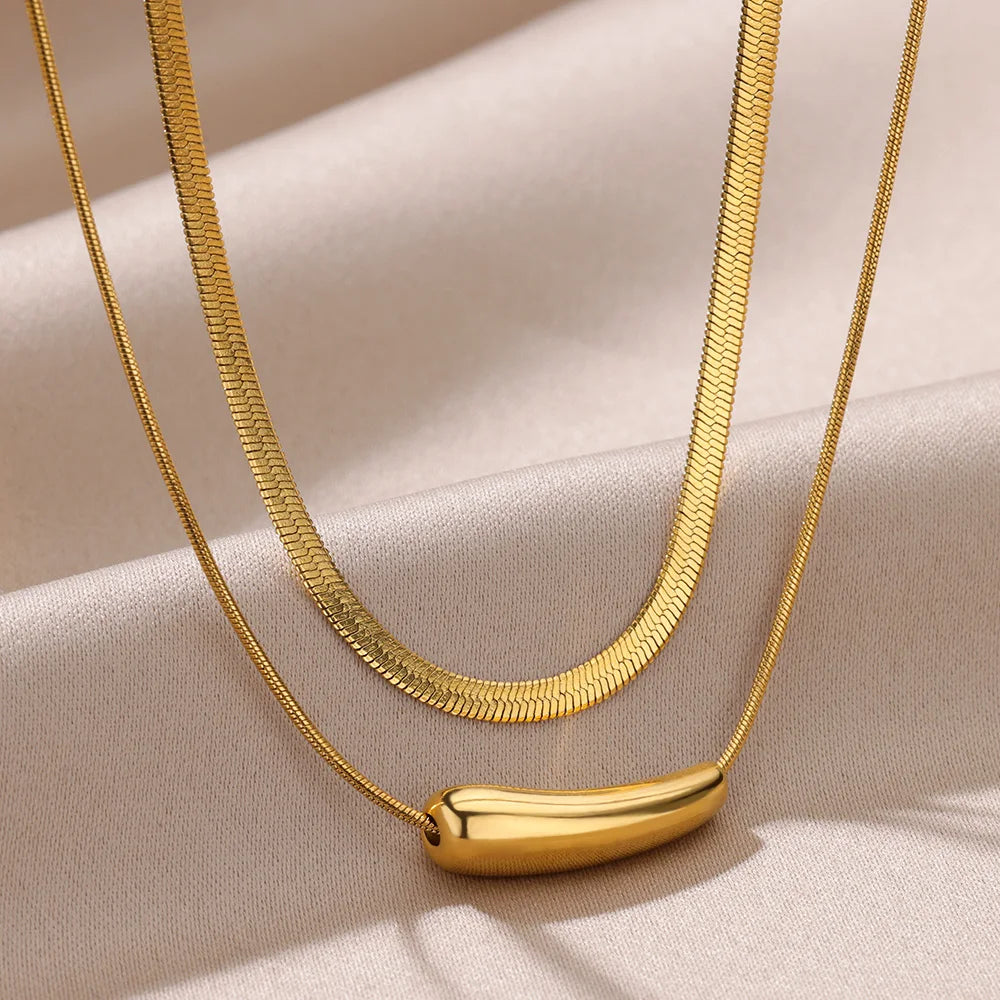 316L Stainless Steel Necklace For Women Gold Color Heart Pendant New Trend Girls Clavicle Chain Electroplate Jewelry Gifts