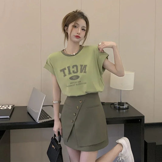 Short Sets for Women 2 Pieces Two-piece Sleeve Woman Shorts Korean Style Clothing Trend 2024 Novelty In Stylish New Products Kit