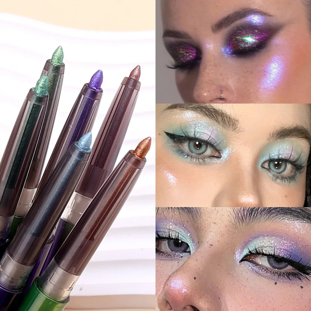 Shiny Green Eyeliner Pencil Waterproof Diamond Champagne Color Brighten Lying Silkworm Highlighter Eye Beauty Party Makeup Tools