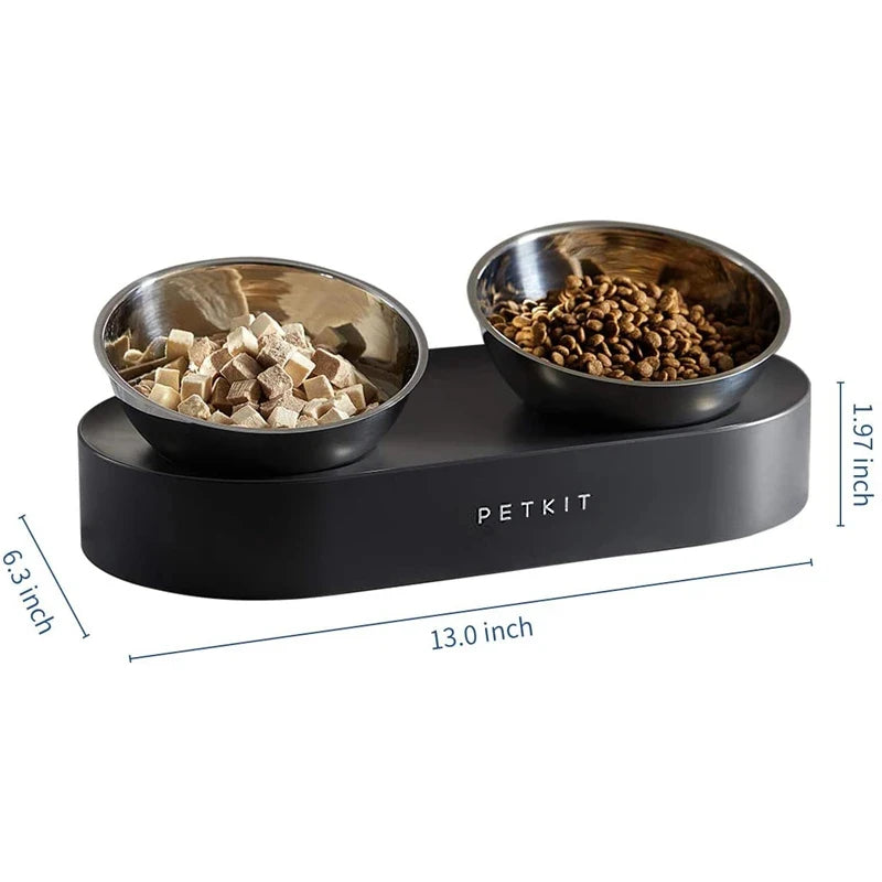 New Stainless Steel Non-Slip Pet Bowl Double Feeder 15 Degree Adjustable Water Cup Cat Dog Bowls Drinking Bowl Accessorie