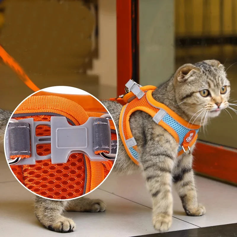 Breathable and Reflective Collar Cat Accessories and Adjustable for Cat and Leash Escape Proof for Pet Vest Harness